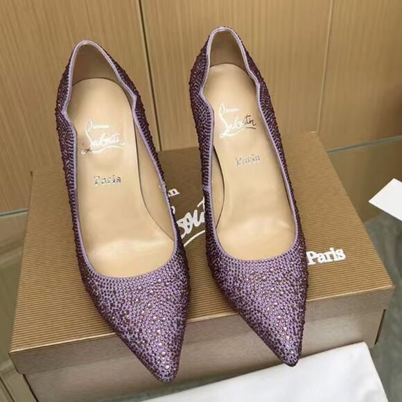 Christian Louboutin Purple Glitter Pumps - Picture 1 of 5